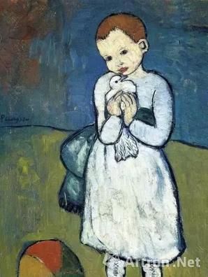 　　毕加索，《抱鸽子的孩子》(Child with a Dove)