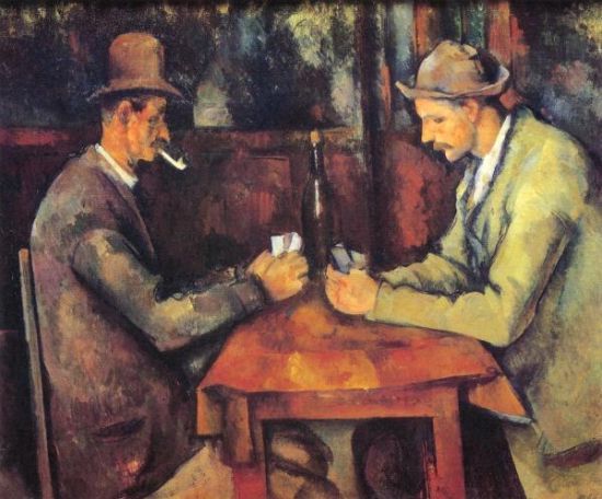 第2名，法国后印象派画家塞尚的《玩纸牌者》，1.6亿英镑(约15.2亿元人民币)