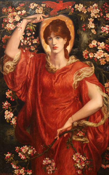 但丁·加百利·罗塞蒂《菲娅美达的幻象》（A Vision Of Fiammetta），146×90cm，画布油彩，1878年