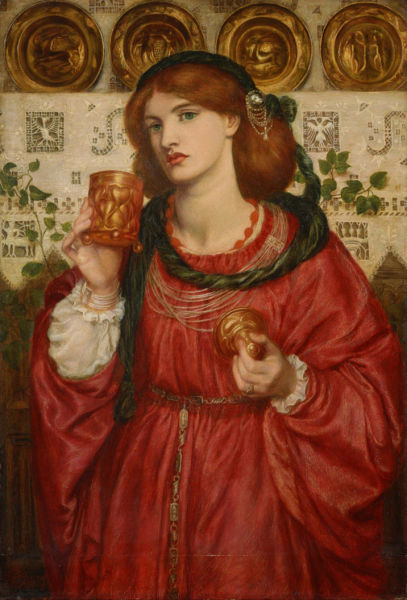 但丁·加百利·罗塞蒂《爱之杯》（The loving cup），66×45.7cm，板上油彩，1867年