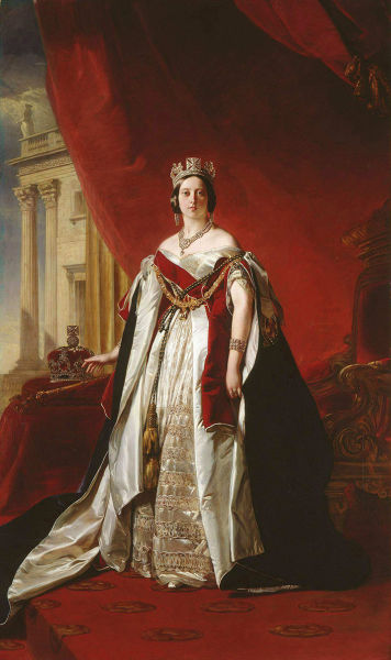 温特哈尔特《维多利亚女王》（Queen Victoria State Portrait），273.1×161.6cm，画布油彩，1843年