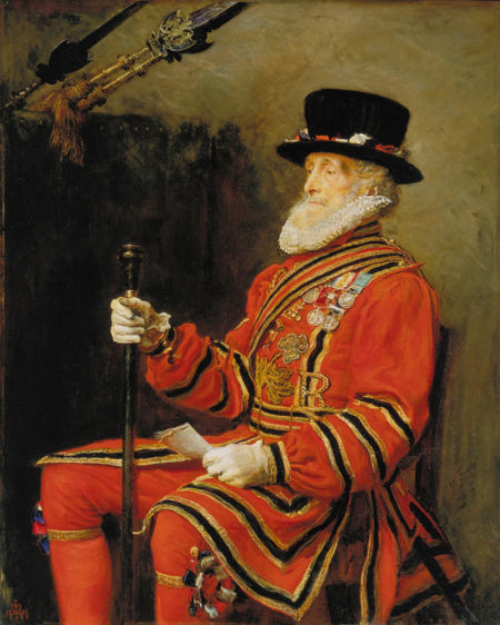 约翰·米莱斯《王室卫士》（The Yeoman of the Guard），139.7×111.8cm，画布油彩，1876年