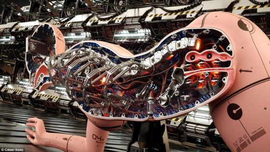 法艺术家绘制未来派女机器人剖面图：另类性感