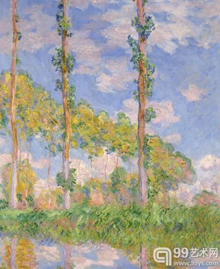 莫奈《阳光下的杨树》1891