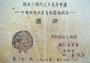王邦倜的旅欧中国共产主义青年团团证