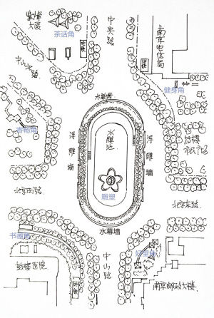盖星石手绘的他心目中的鼓楼广场