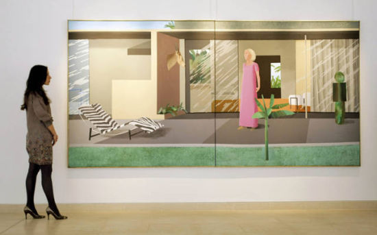 霍克尼1966年的画作《比弗利山庄的主妇》曾创下“二战”后艺术品拍卖纪录