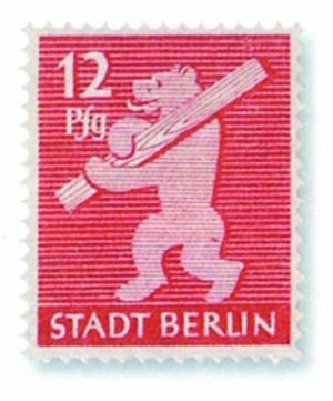 二战后德国的苏联占领区-柏林重建邮票全套7枚中的4枚（发行日期：1945.6.9，）