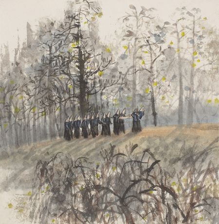 惠安女送医路上  70年代  33x33厘米