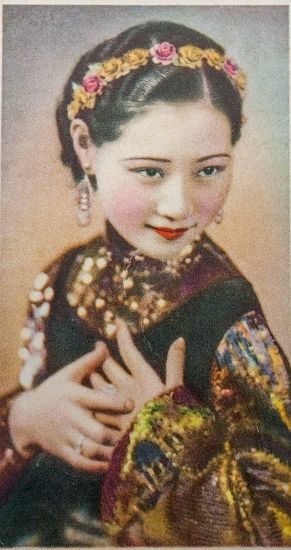 力士香皂明星老广告画 影星徐 来(正反面)