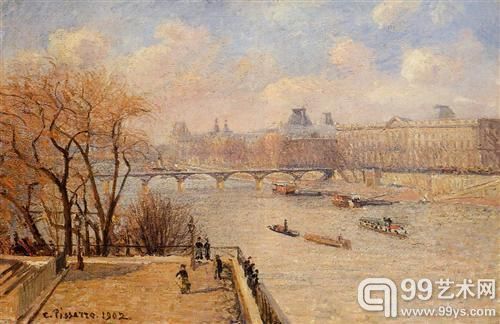 展览中作品  毕沙罗 从巴黎新桥眺望卢浮宫 1902