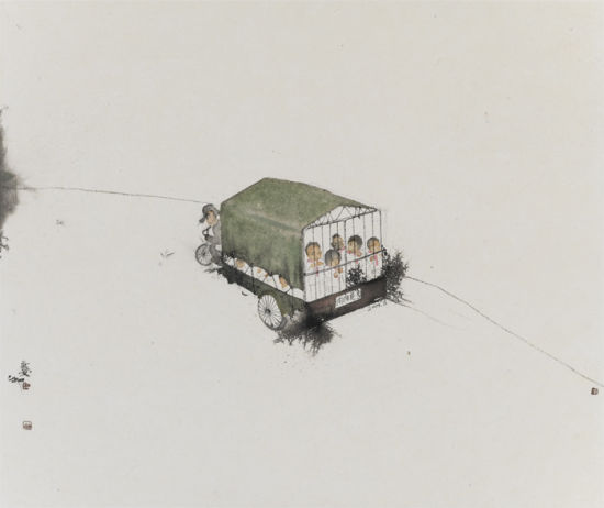 刘庆和 校车  90×75cm 2014年 纸本、水墨
