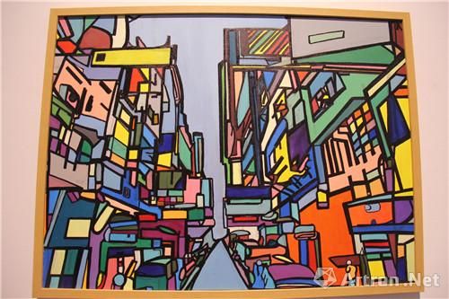 傅蕾蕾作品：《香港街景》 布面丙烯 60X80cm 2013年