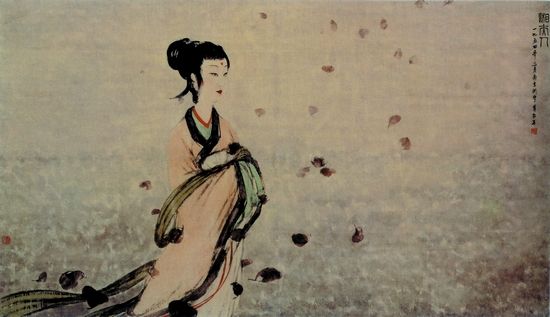 傅抱石1954年3月创作的《湘夫人》（郭沫若纪念馆藏）