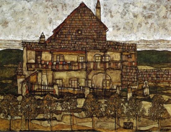 席勒作品《带瓦片的房屋》(1915)