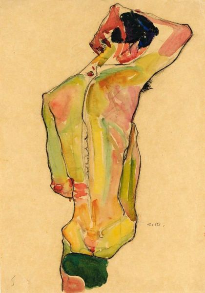 席勒作品《裸男坐像》(1910)