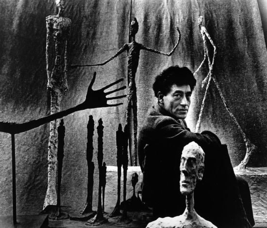 图：画室中的贾科梅蒂，由Gordon Parks拍摄于一九五一年