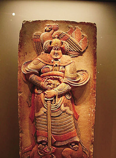 安思远捐赠给中国国家博物馆的五代王处直墓汉白玉彩绘浮雕武士石板