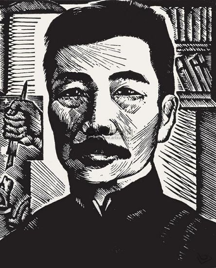 力群1936年创作的版画鲁迅肖像