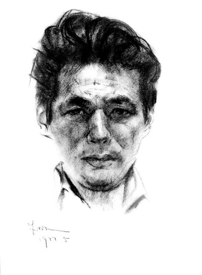 《自画像》 纸本 炭笔 1977年