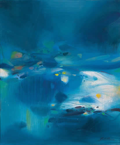 朱德群 蓝色氛氲 布上油画 72.5cm×60.5cm 1988