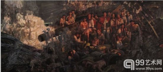 王力克《甲午悲歌》油画270cm x 600cm