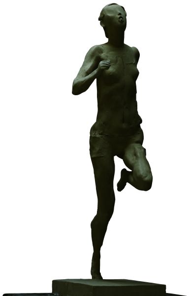  《行健 Sprinting》 白铜   31厘米×32厘米×77厘米 2011年