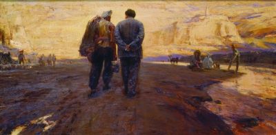 延河边上（油画） 180×360厘米 1999年重绘本 中国国家博物馆藏