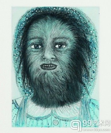 《狼女》 凹版型蚀刻版画 50.8×40.6 cm 1999年