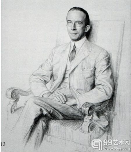 法国画家艾米丽·弗利昂于1919年为克拉克所绘铅笔肖像
