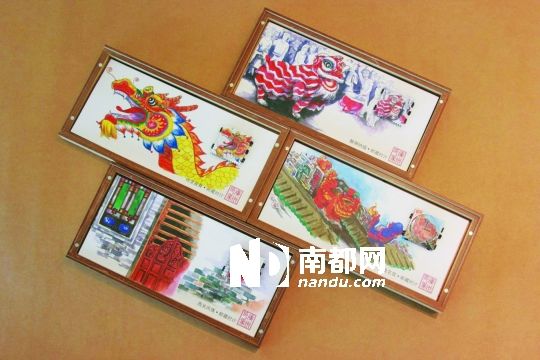 曹国伟设计的木雕明信片，已申请国家专利。