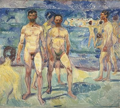 《游泳的男人》（1907年-1908年），布面油画，206×227cm 版权所有：蒙克博物馆