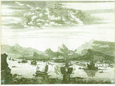 厦门港荷舰图 (单色铜版，1671)
