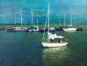 《欧洲印象之帆影（荷兰）》100cm x 75cm 布面油画