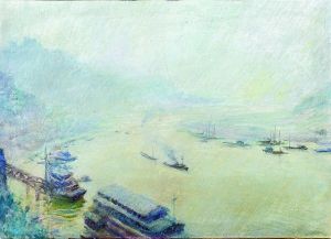 《嘉陵雨雾》 60cm×43cm 布面油画