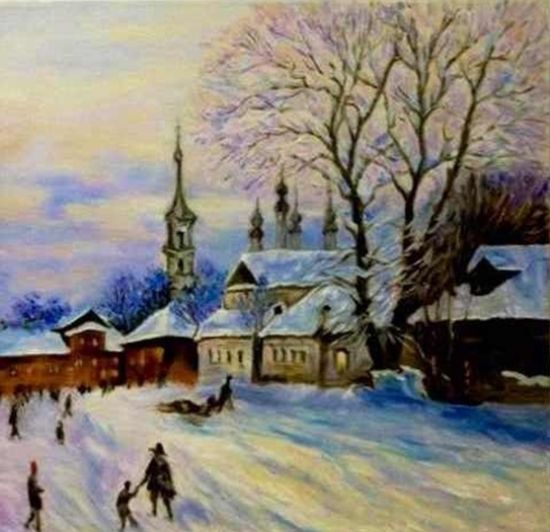 油画作品：《雪后》