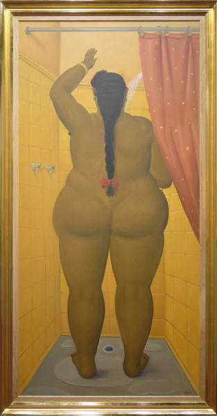 《淋浴中的女人》油画·布本 2005。