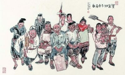 贺家班子合家欢（国画） 2007年 贺友直