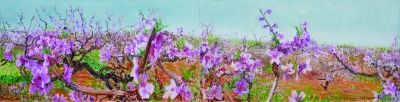 周春芽 《桃花》 布面油画 320×80厘米