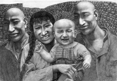 1992年方力钧卖出的素描(绘于1988年)之一，澳大利亚悉尼新南威尔士美术馆收藏。