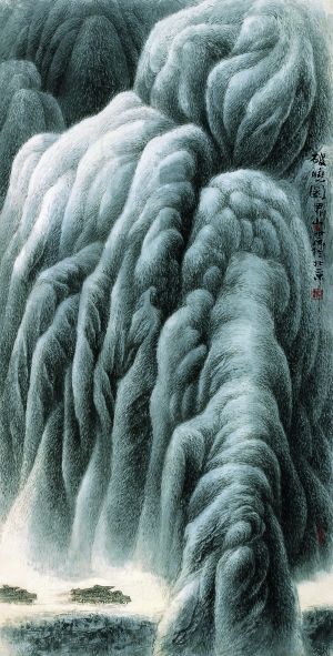 王界山写生作品《破晓图》 195×100cm 1989年