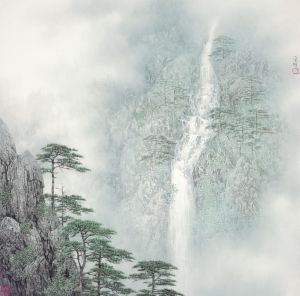 《松瀑图》68×68cm