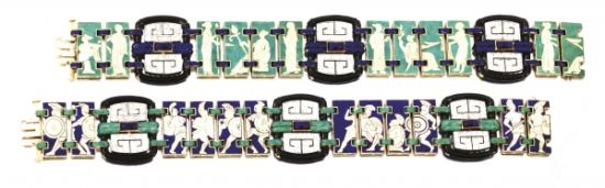 珐琅，青金石和钻石手镯 1920年