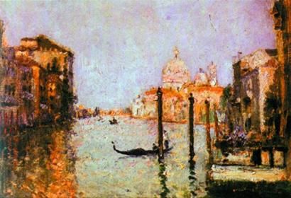威尼斯运河 油画 16×23.7cm 1930