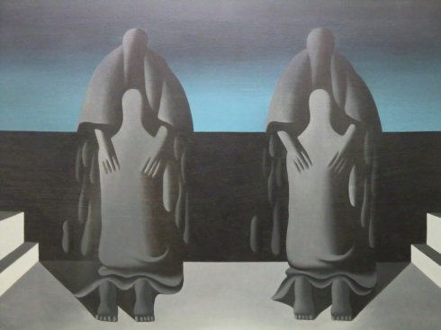 王广义1986年创作作品《后古典——大悲爱的复归》（上），1995年作品《护照2》（下），还不能以“政治波普”的命名一以概之。