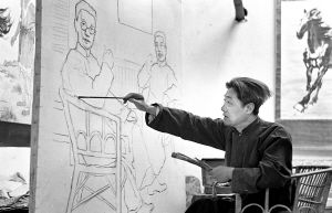 徐悲鸿晚年在创作《鲁迅与瞿秋白》，该作品最终未完成。