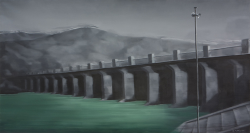 张晓刚《风景No.1：大桥》 布面油画 106x200cm 2010