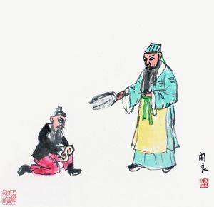 　　上海中国画院藏关良《三国人物之一》