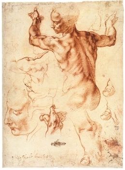 [意]米开朗琪罗（1475―1564），《利比亚女先知》草图，炭笔画， 289×214mm，纽约大都会艺术博物馆藏。