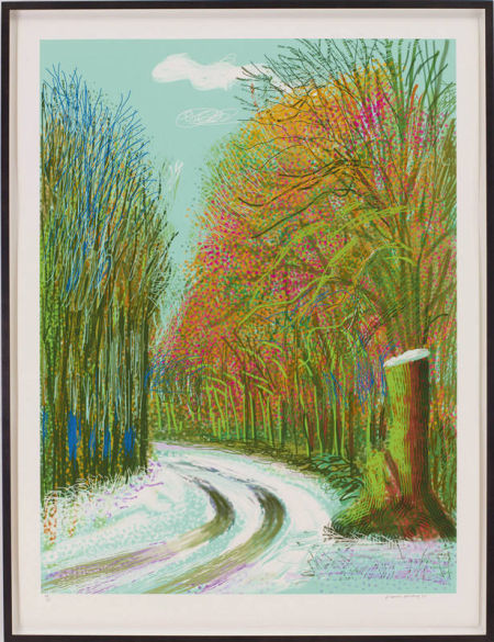 大卫·霍克尼iPad画作：《春至沃德盖特树林，2011年1月8日绘于东约克郡》，纸上印刷